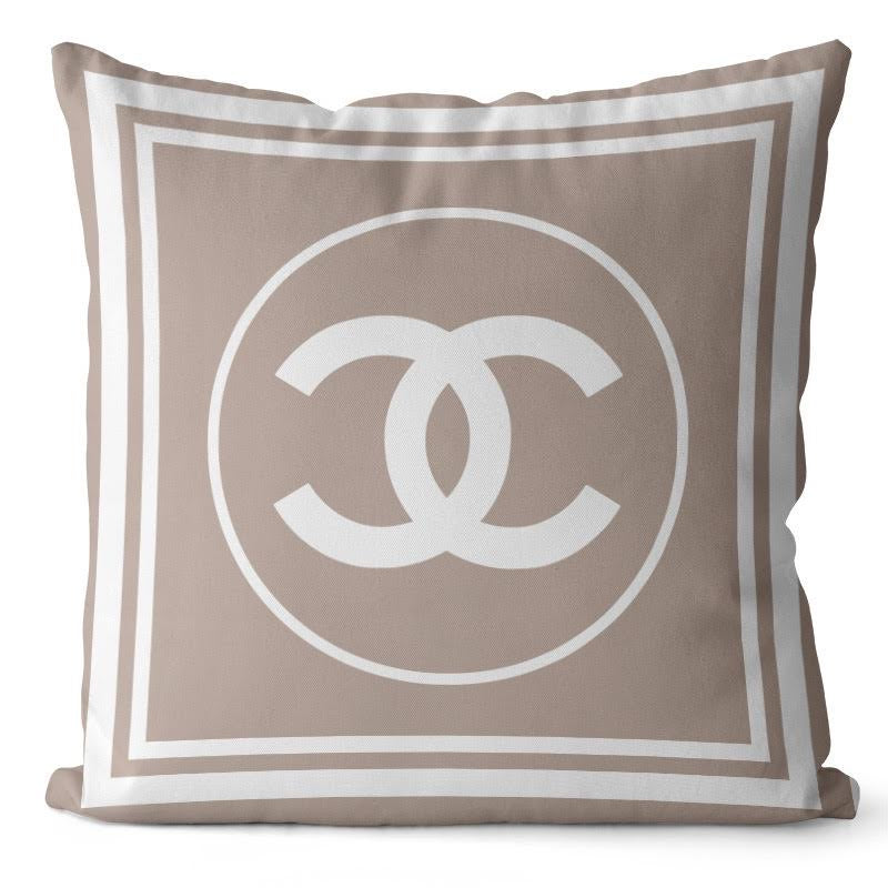 CHANEL 20x20 PILLOW COVER PINK W WHITE RING