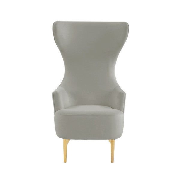 TOV-IHS68510 Julia Grey Velvet Channel Tufted Wingback Chair