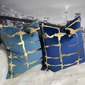 QUILT 22x22 PILLOW COVER-NAVY & GOLD