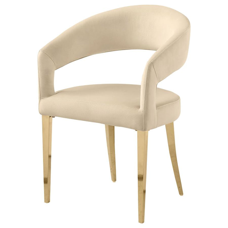 108286 Galiano Velvet Upholstered Dining Arm Chair Beige