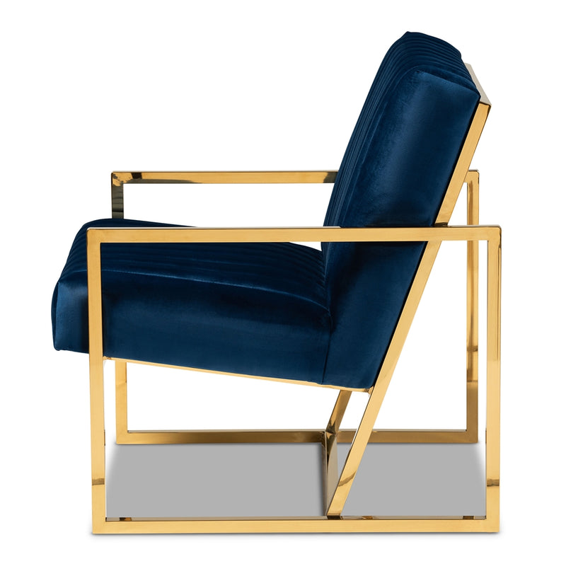 TSF-7754D-Royal Blue/Gold-Accent Chair