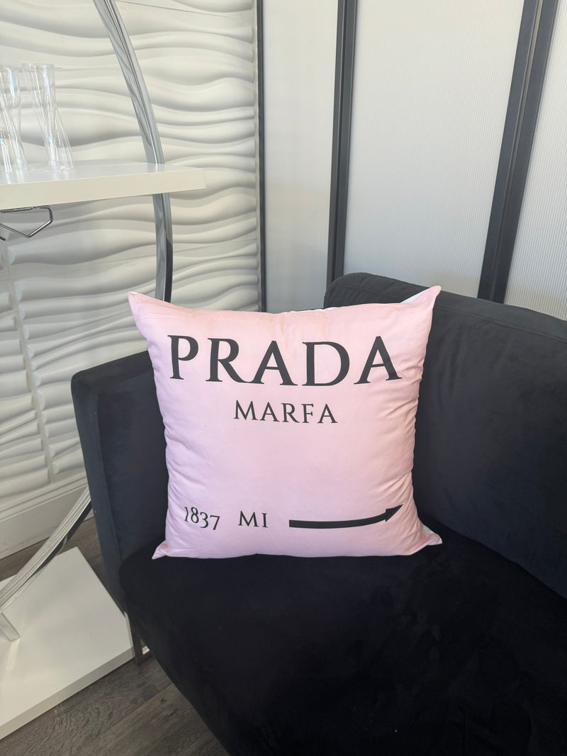 PRADA MARFA 20x20 PILLOW COVER-PINK&BLACK