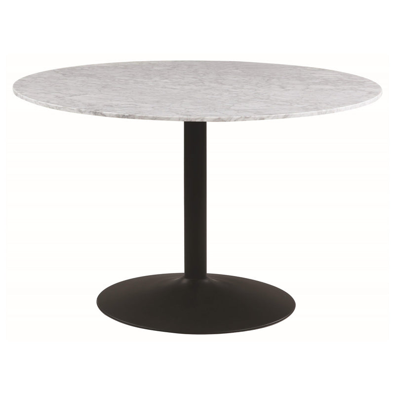 Coaster Furniture Round Bartole Dining Table with Marble Top and Pedestal Base 108020 IMAGE 1