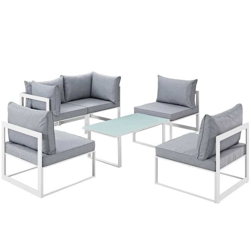 Modway Furniture Outdoor Seating Sets EEI-1726-WHI-GRY-SET IMAGE 2