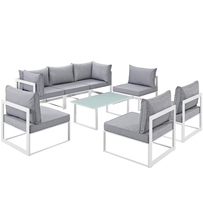 Modway Furniture Outdoor Seating Sets EEI-1730-WHI-GRY-SET IMAGE 2