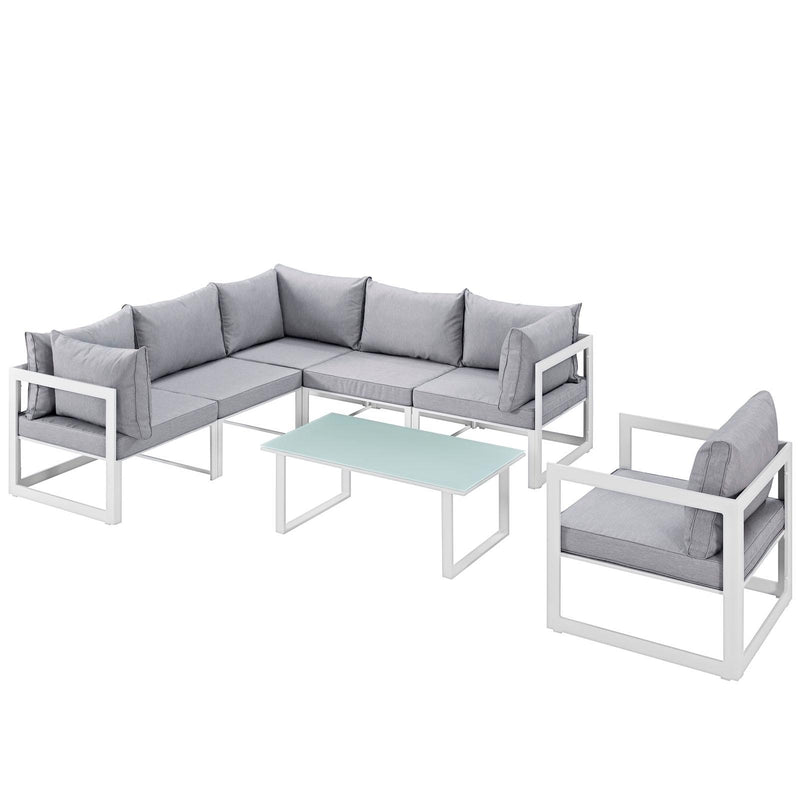 Modway Furniture Outdoor Seating Sets EEI-1733-WHI-GRY-SET IMAGE 2