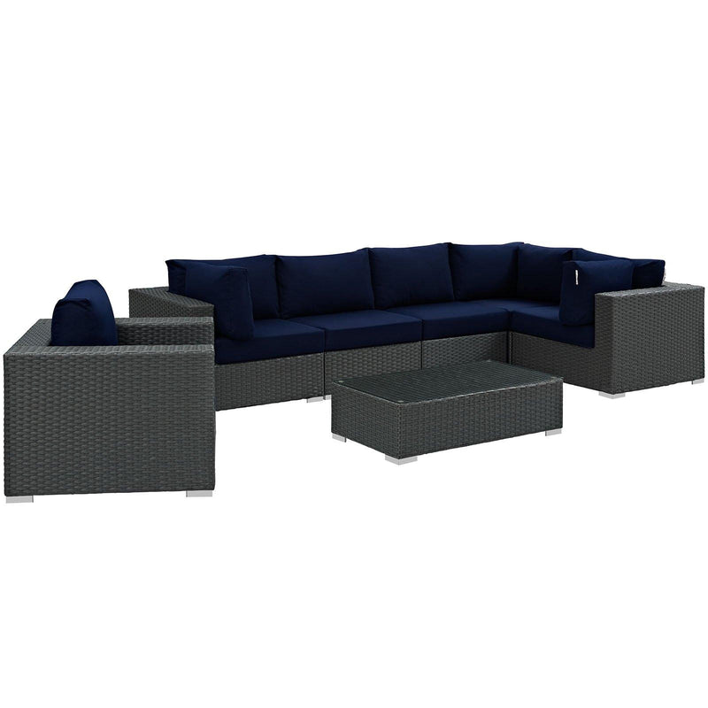 Modway Furniture Outdoor Seating Sets EEI-1878-CHC-NAV-SET IMAGE 2