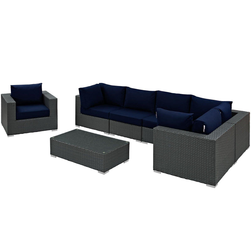 Modway Furniture Outdoor Seating Sets EEI-1878-CHC-NAV-SET IMAGE 4