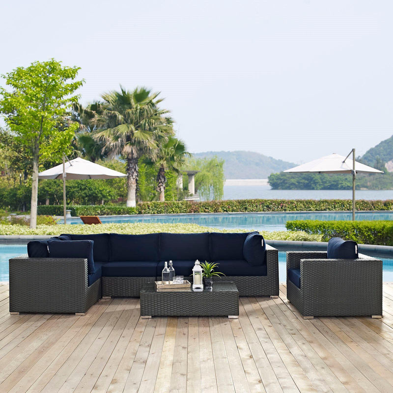 Modway Furniture Outdoor Seating Sets EEI-1878-CHC-NAV-SET IMAGE 9