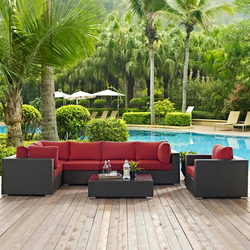 Modway Furniture Outdoor Seating Sets EEI-1878-CHC-RED-SET IMAGE 9