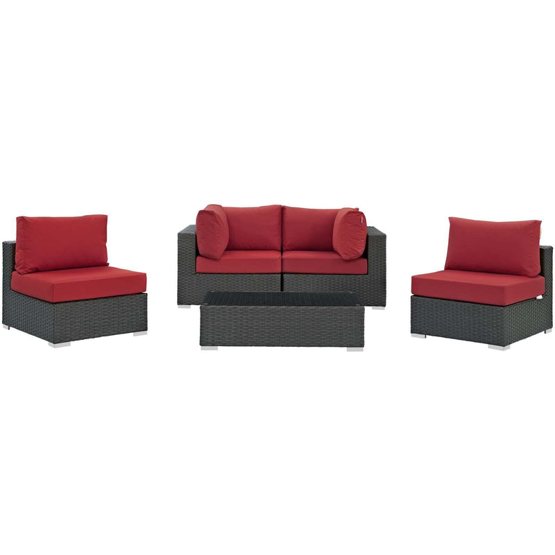 Modway Furniture Outdoor Seating Sets EEI-1882-CHC-RED-SET IMAGE 1