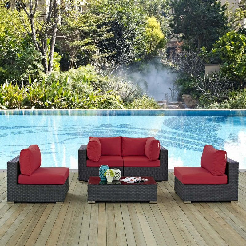 Modway Furniture Outdoor Seating Sets EEI-1882-CHC-RED-SET IMAGE 7