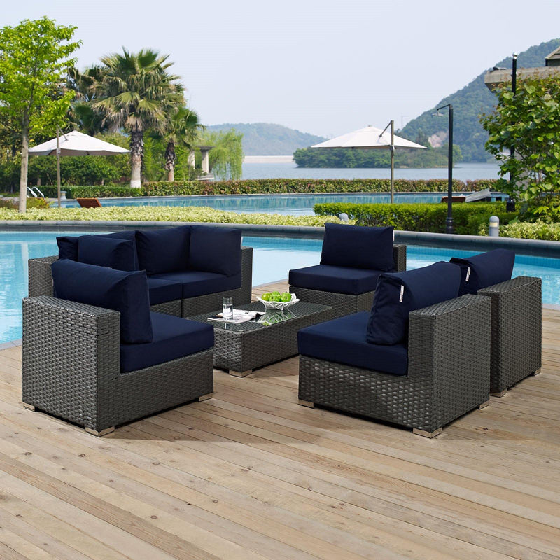 Modway Furniture Outdoor Seating Sets EEI-1883-CHC-NAV-SET IMAGE 7