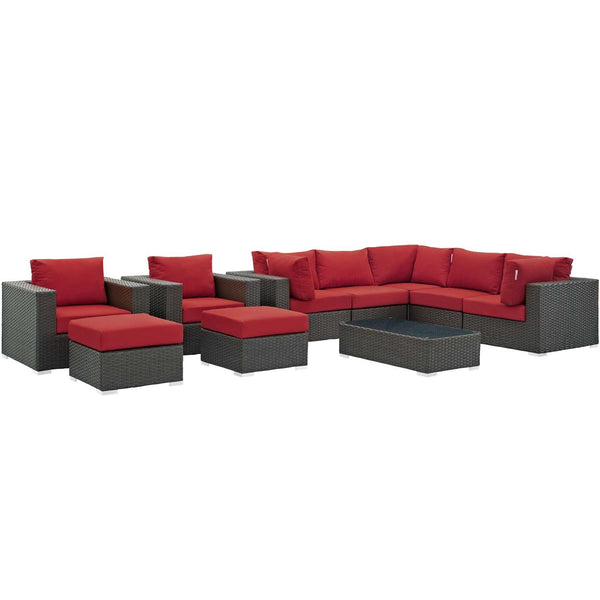 Modway Furniture Outdoor Seating Sets EEI-1888-CHC-RED-SET IMAGE 1