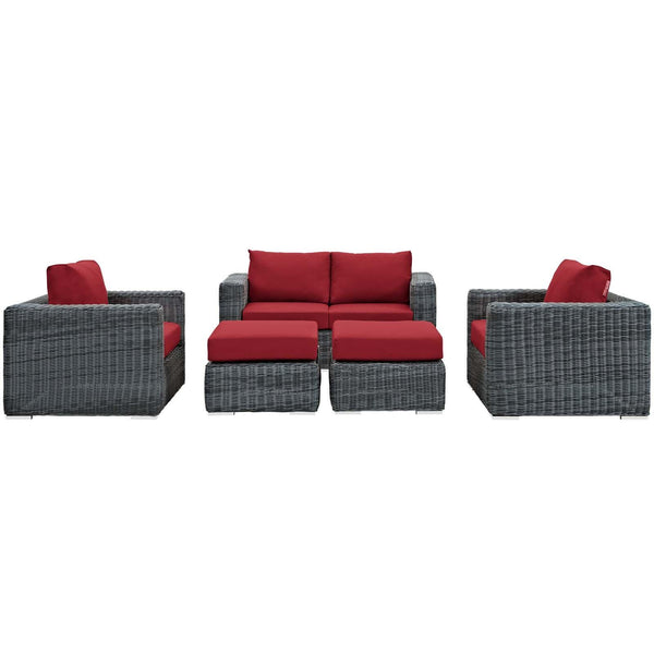 Modway Furniture Outdoor Seating Sets EEI-1893-GRY-RED-SET IMAGE 1