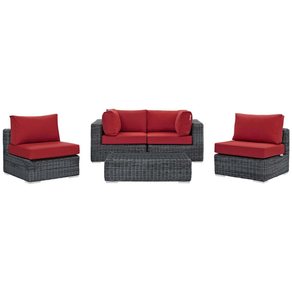 Modway Furniture Outdoor Seating Sets EEI-1896-GRY-RED-SET IMAGE 1