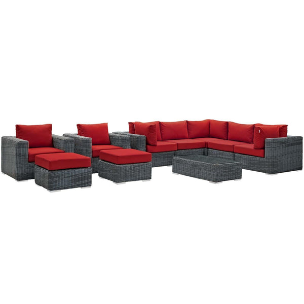 Modway Furniture Outdoor Seating Sets EEI-1902-GRY-RED-SET IMAGE 1