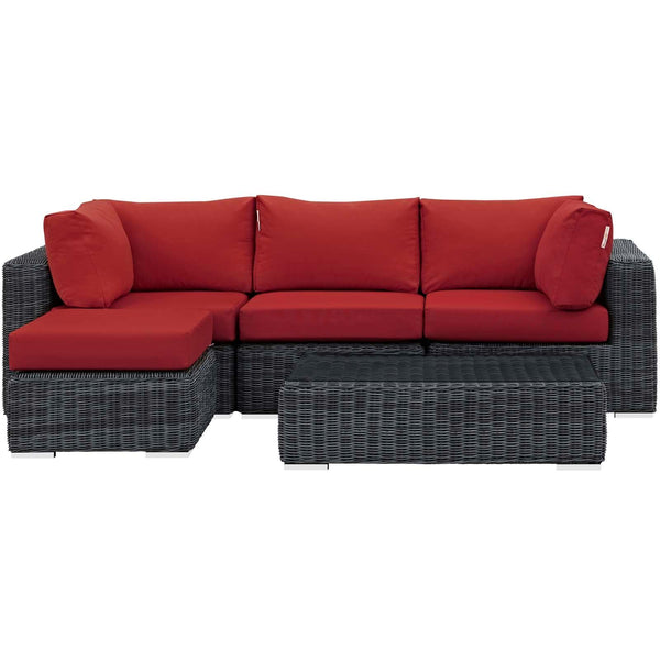 Modway Furniture Outdoor Seating Sets EEI-1904-GRY-RED-SET IMAGE 1