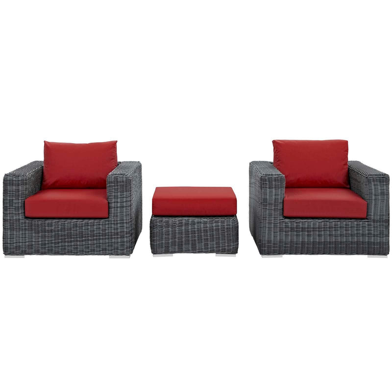 Modway Furniture Outdoor Seating Sets EEI-1905-GRY-RED-SET IMAGE 1