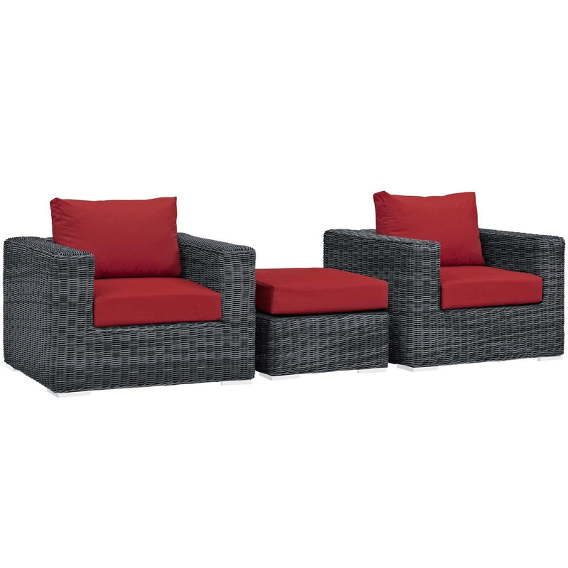 Modway Furniture Outdoor Seating Sets EEI-1905-GRY-RED-SET IMAGE 2