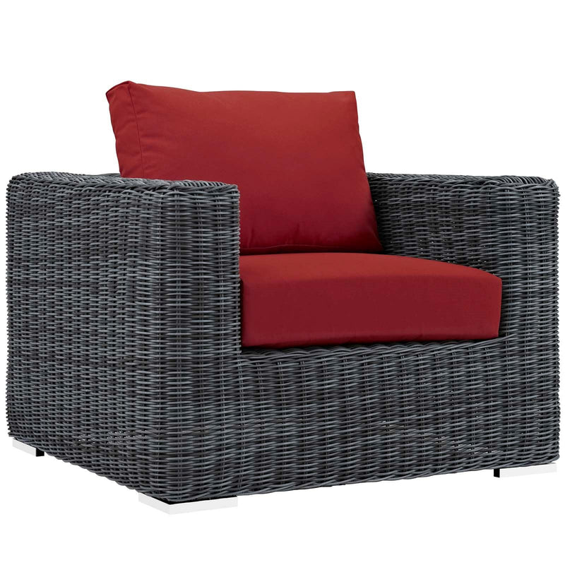 Modway Furniture Outdoor Seating Sets EEI-1905-GRY-RED-SET IMAGE 4