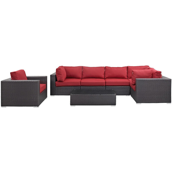 Modway Furniture Outdoor Seating Sets EEI-2157-EXP-RED-SET IMAGE 1