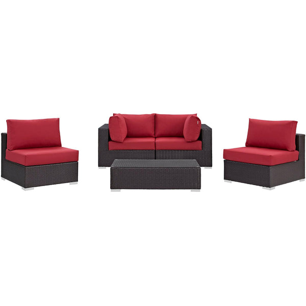 Modway Furniture Outdoor Seating Sets EEI-2163-EXP-RED-SET IMAGE 1