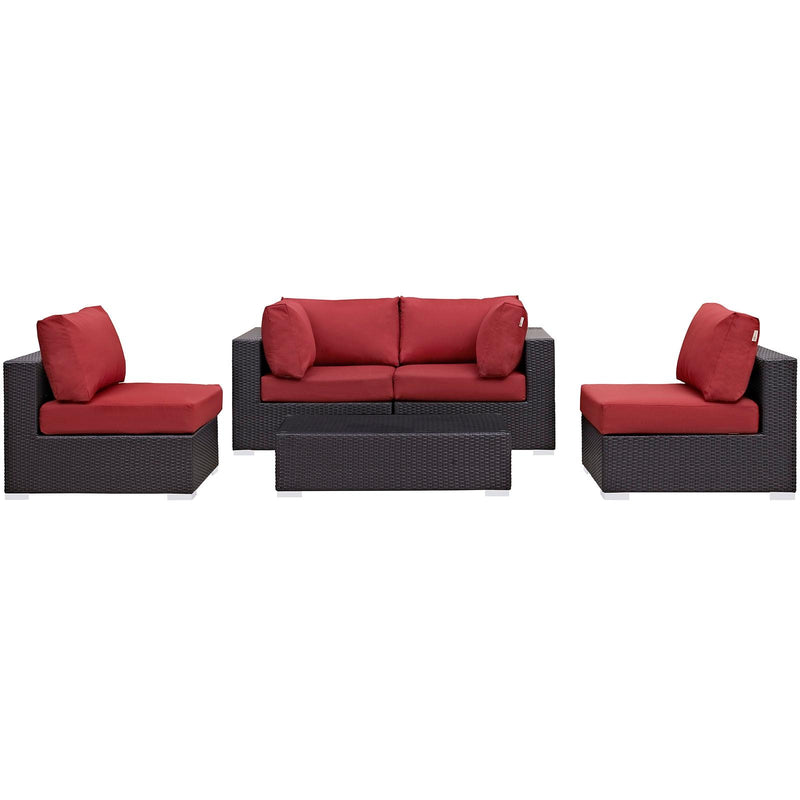 Modway Furniture Outdoor Seating Sets EEI-2163-EXP-RED-SET IMAGE 2