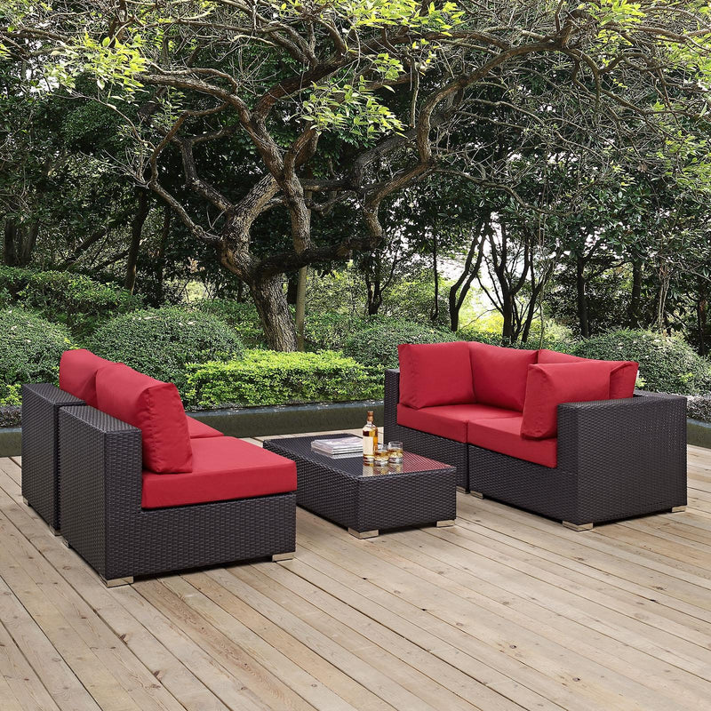 Modway Furniture Outdoor Seating Sets EEI-2163-EXP-RED-SET IMAGE 7