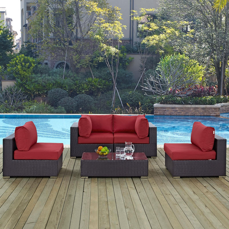 Modway Furniture Outdoor Seating Sets EEI-2163-EXP-RED-SET IMAGE 8