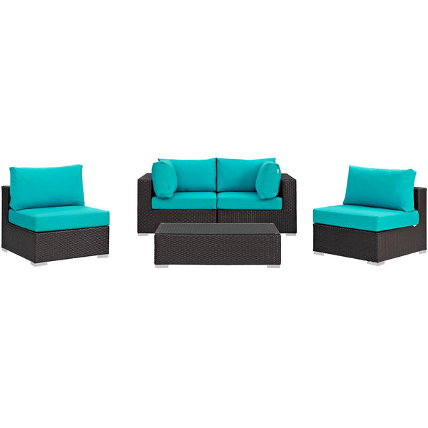 Modway Furniture Outdoor Seating Sets EEI-2163-EXP-TRQ-SET IMAGE 1