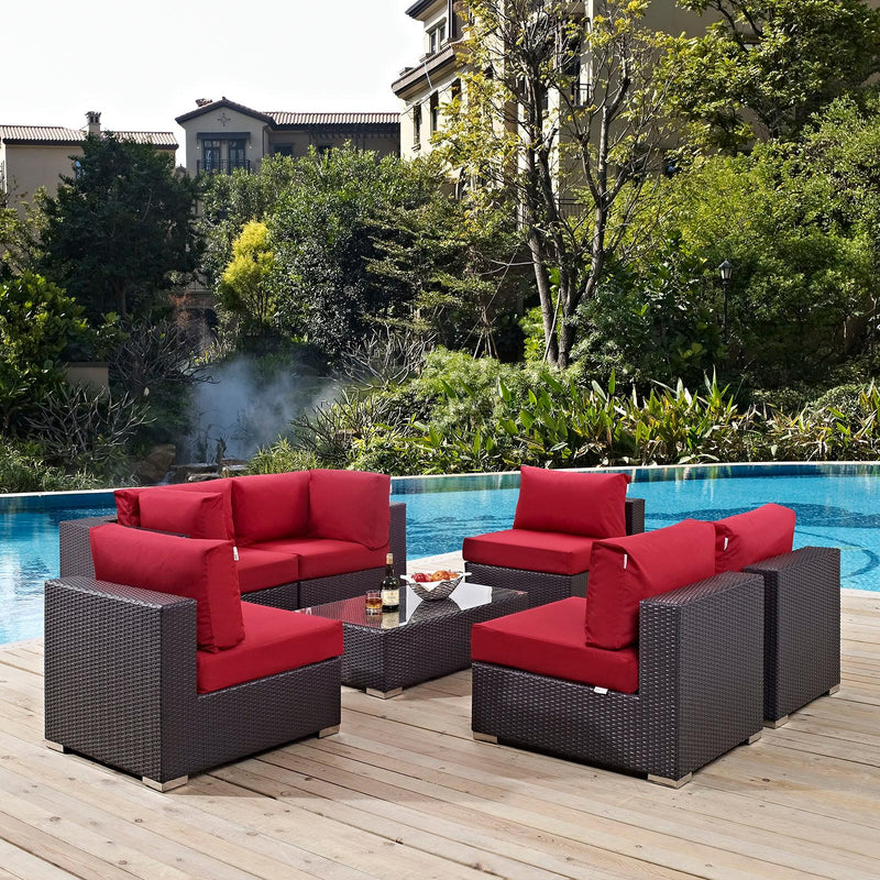 Modway Furniture Outdoor Seating Sets EEI-2164-EXP-RED-SET IMAGE 8