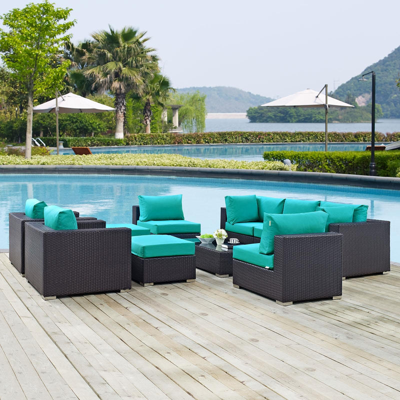 Modway Furniture Outdoor Seating Sets EEI-2169-EXP-TRQ-SET IMAGE 8