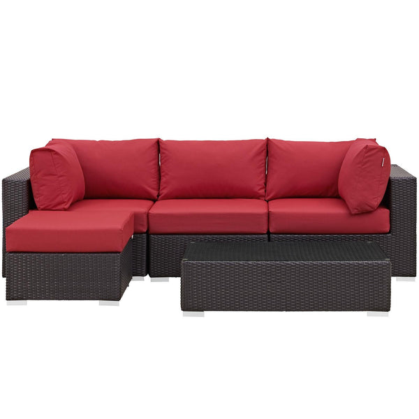 Modway Furniture Outdoor Seating Sets EEI-2172-EXP-RED-SET IMAGE 1