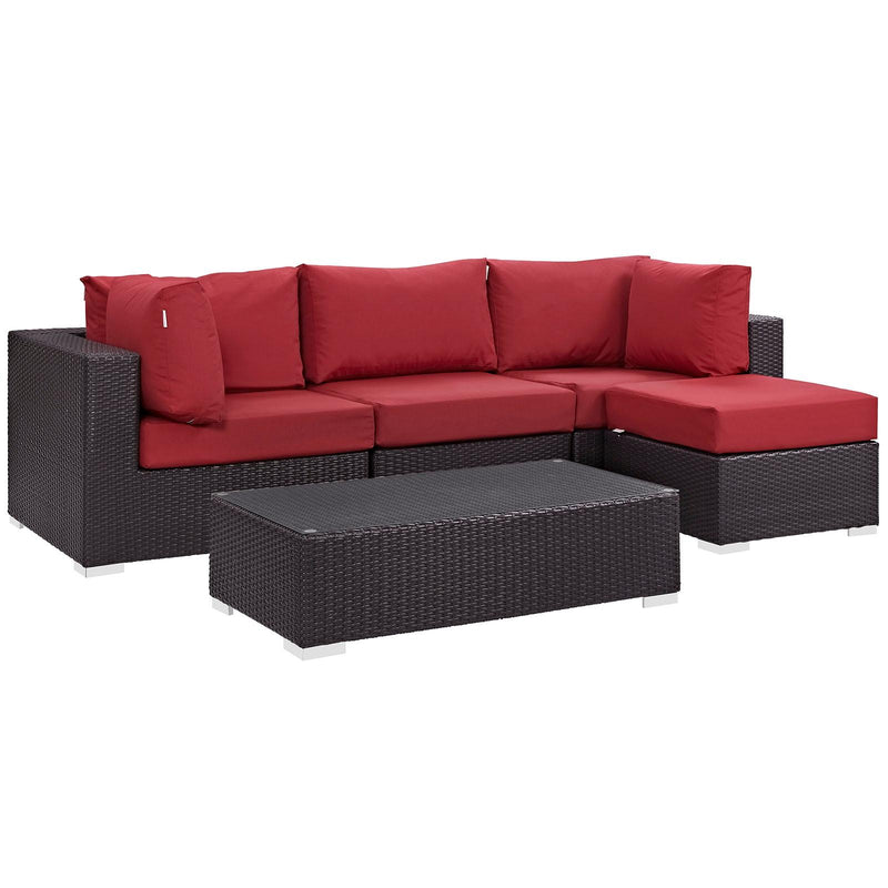 Modway Furniture Outdoor Seating Sets EEI-2172-EXP-RED-SET IMAGE 3