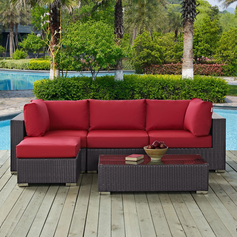 Modway Furniture Outdoor Seating Sets EEI-2172-EXP-RED-SET IMAGE 8