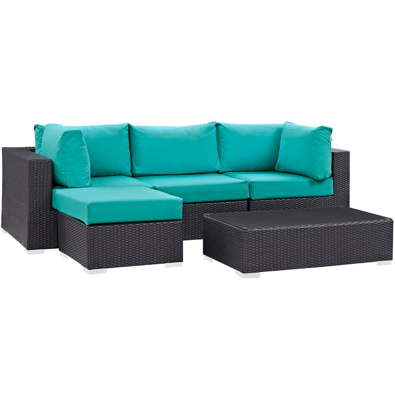 Modway Furniture Outdoor Seating Sets EEI-2172-EXP-TRQ-SET IMAGE 2