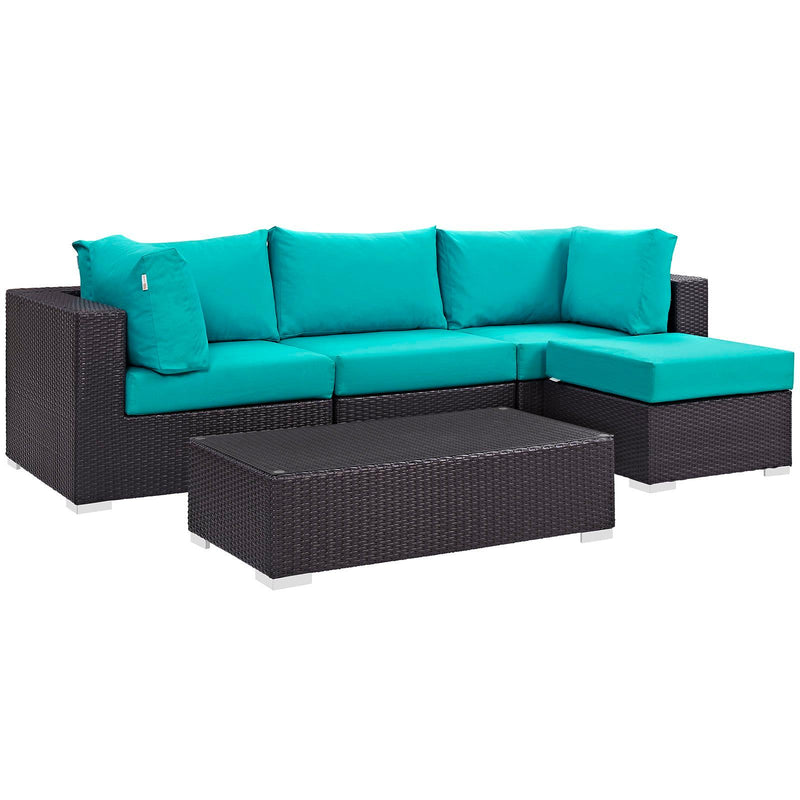 Modway Furniture Outdoor Seating Sets EEI-2172-EXP-TRQ-SET IMAGE 3