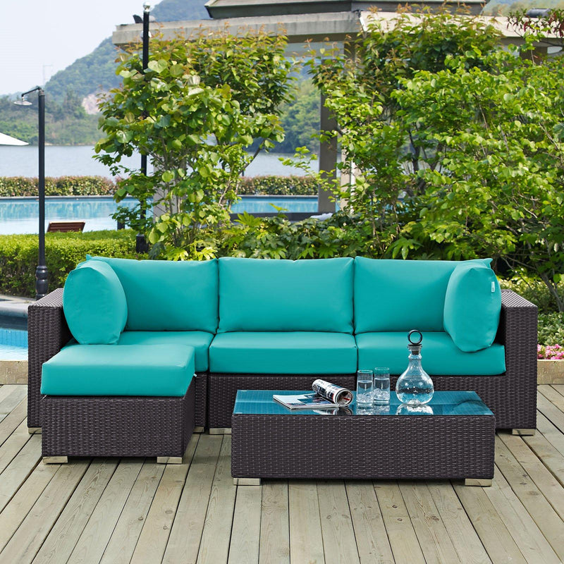 Modway Furniture Outdoor Seating Sets EEI-2172-EXP-TRQ-SET IMAGE 8