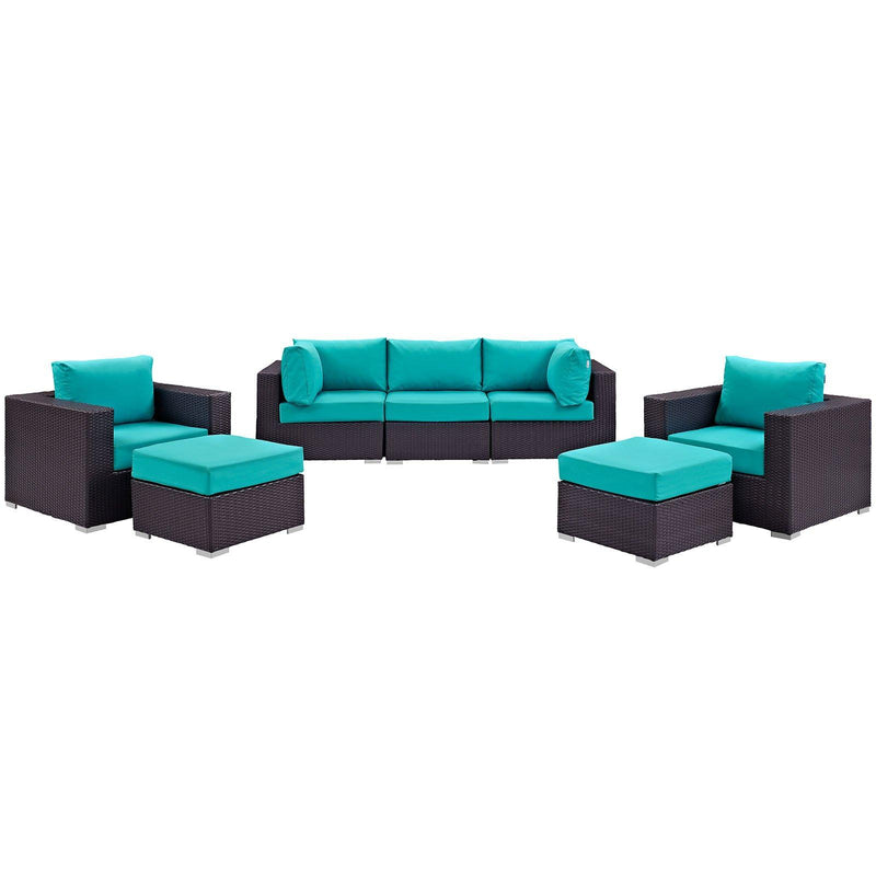 Modway Furniture Outdoor Seating Sets EEI-2200-EXP-TRQ-SET IMAGE 2