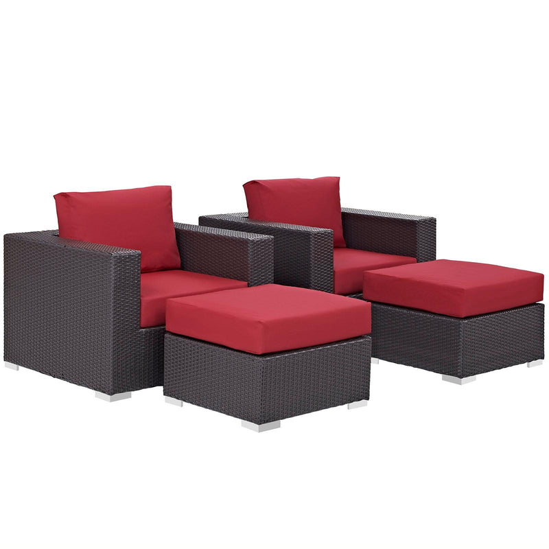 Modway Furniture Outdoor Seating Sets EEI-2202-EXP-RED-SET IMAGE 3