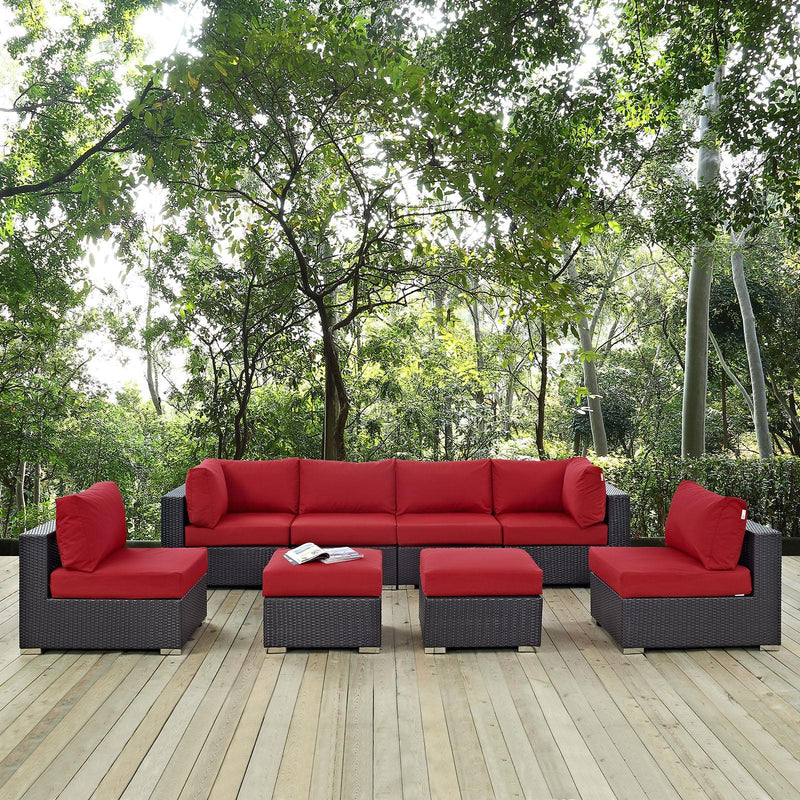 Modway Furniture Outdoor Seating Sets EEI-2204-EXP-RED-SET IMAGE 7