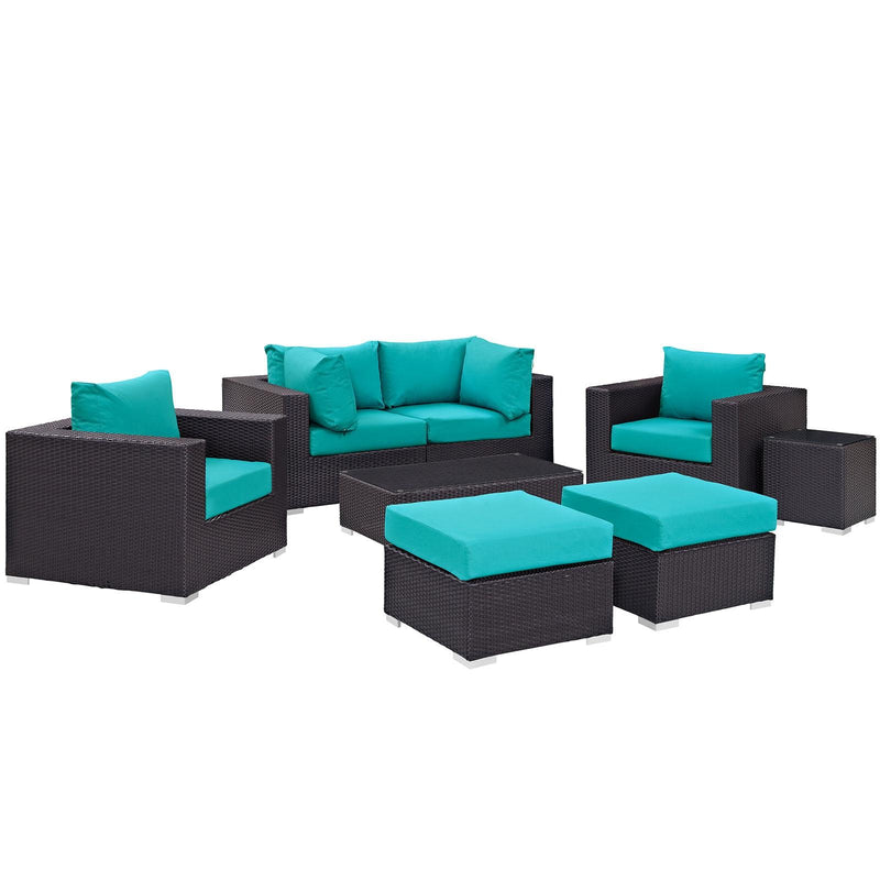 Modway Furniture Outdoor Seating Sets EEI-2206-EXP-TRQ-SET IMAGE 2