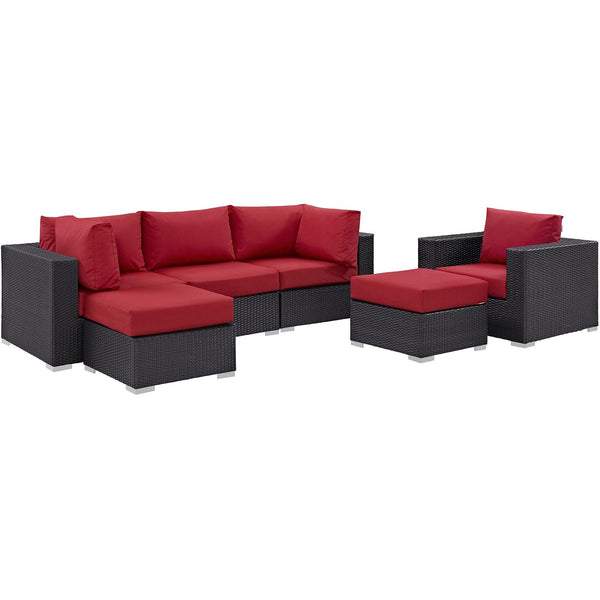 Modway Furniture Outdoor Seating Sets EEI-2207-EXP-RED-SET IMAGE 1