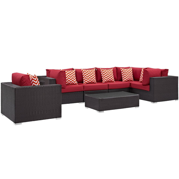 Modway Furniture Outdoor Seating Sets EEI-2350-EXP-RED-SET IMAGE 1