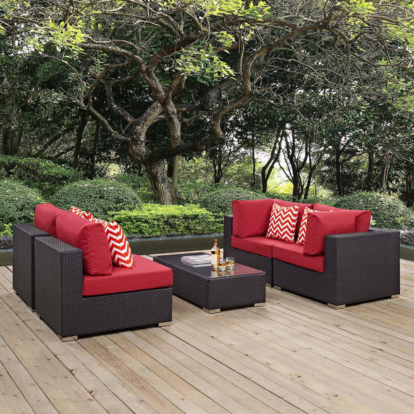 Modway Furniture Outdoor Seating Sets EEI-2356-EXP-RED-SET IMAGE 1