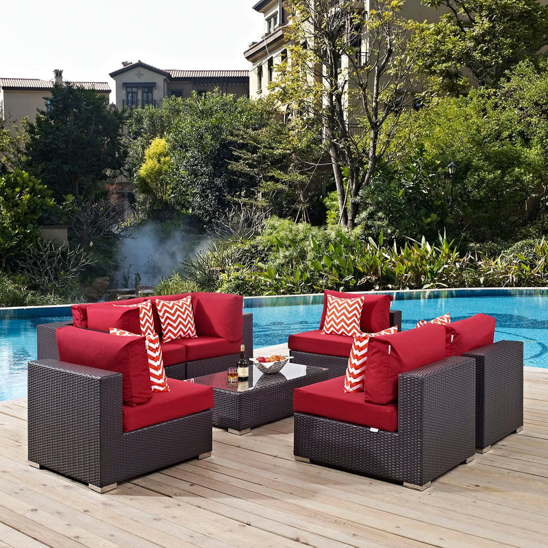 Modway Furniture Outdoor Seating Sets EEI-2363-EXP-RED-SET IMAGE 5