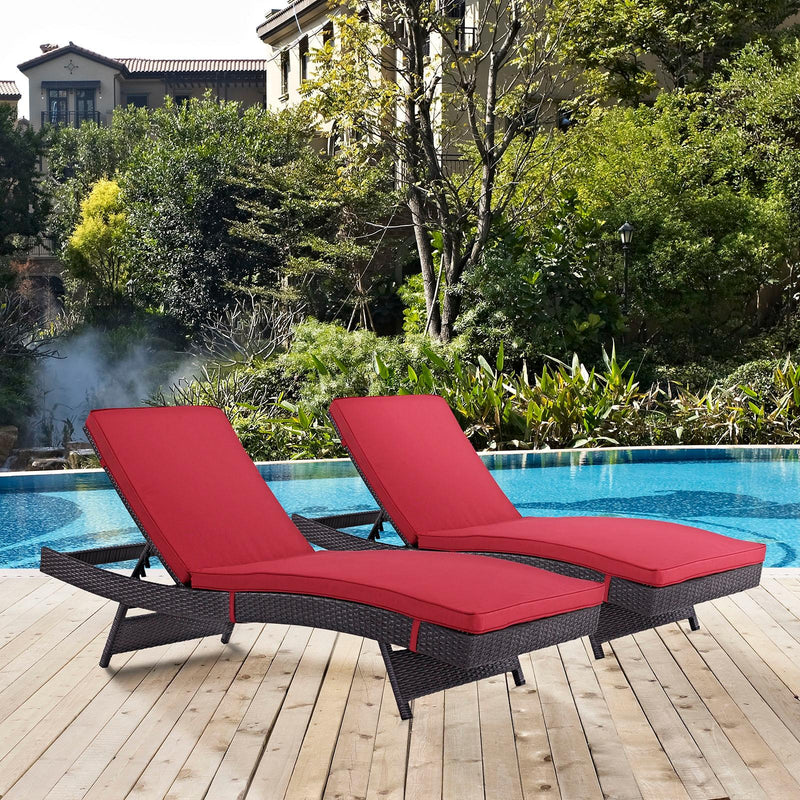 Modway Furniture Outdoor Seating Chaises EEI-2428-EXP-RED-SET IMAGE 4