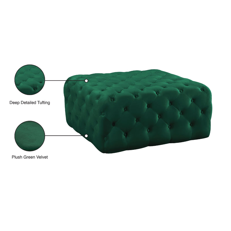 Meridian Ariel Green Velvet Ottoman/Bench IMAGE 4