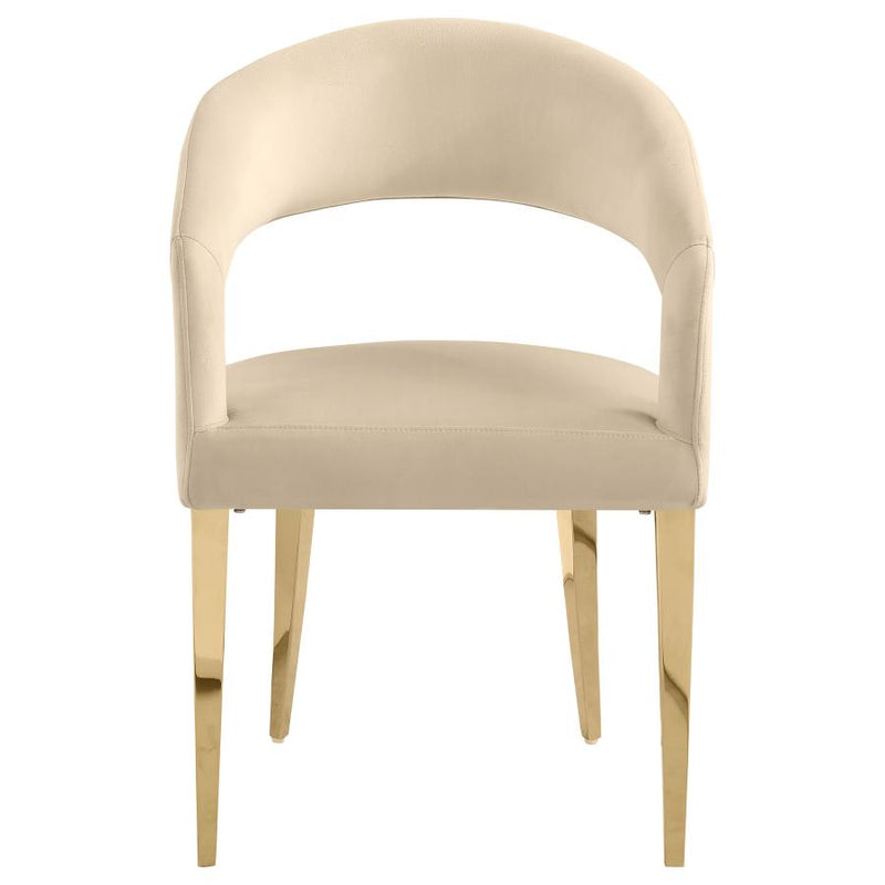 108286 Galiano Velvet Upholstered Dining Arm Chair Beige